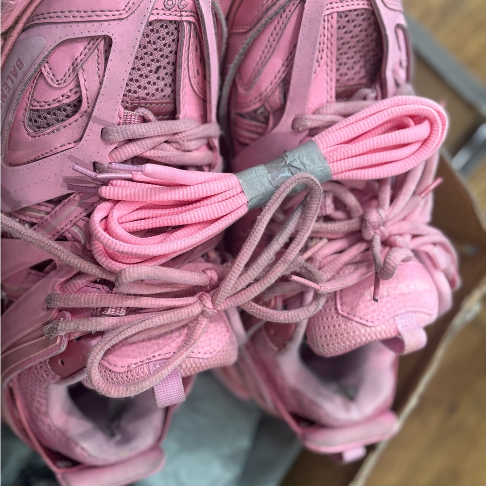 Balenciaga Pink Layered Mesh & Leather Chunky Sneakers